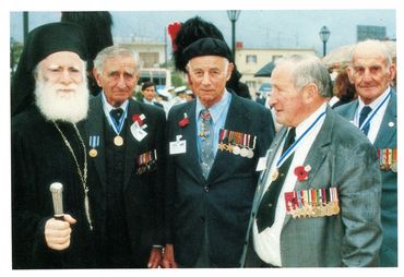 Greek Orthodox priest with Australian veterans Suda Bay, Crete May 1991 (source: G. Panayiotakis)