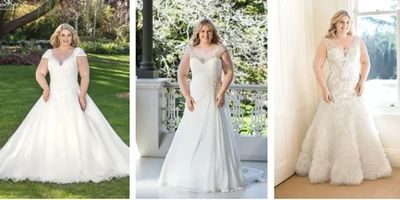 sachin and babi light blue dress The 37 Most Popular Wedding Dress Styles for Every Body Type main image 1