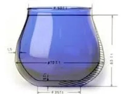 Blue color olive oil panel with measurements.