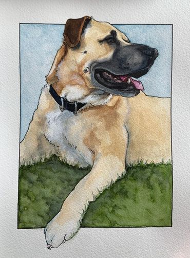 Happy smiling dog painting 