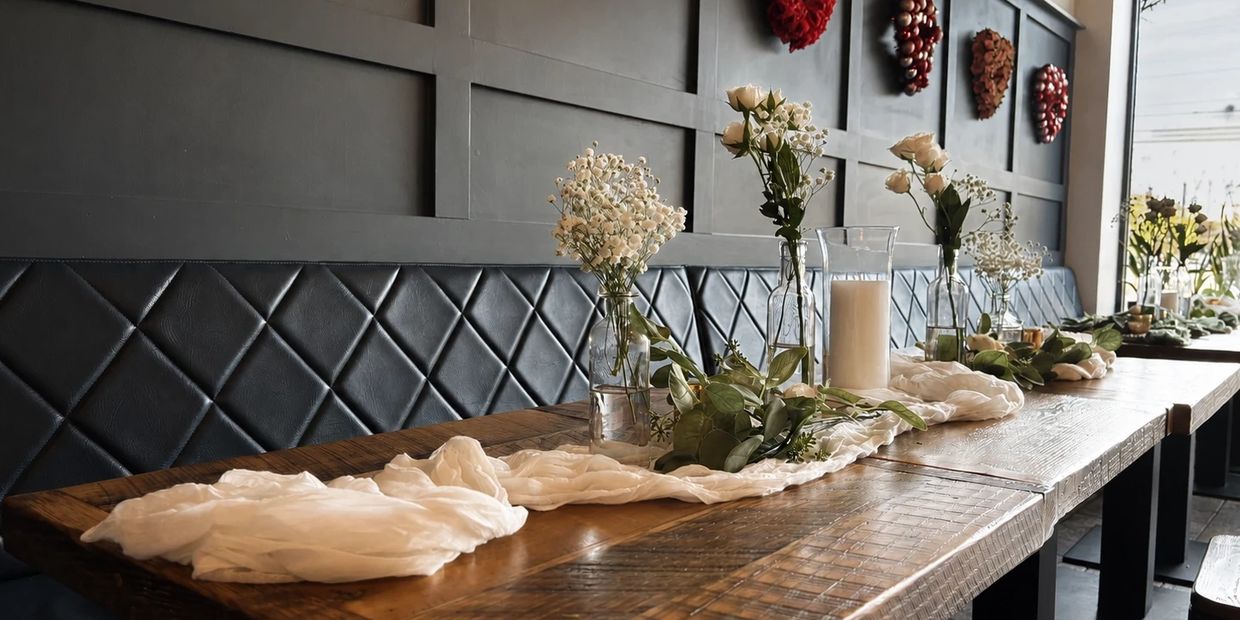 Elegant bridal shower celebration at Citrus Wine Bar Events with beautifully decorated tables.