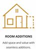 Simple house outline with room addition dimensions.