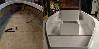 Floors, Stringers, and Transom Boat Repair, Before and After