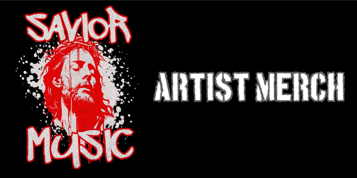 Savior Music artist merch advertisement with a red and white graphic.
