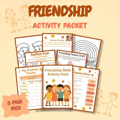 Preview of 8-page Friendship Skills Activity Pack for kids