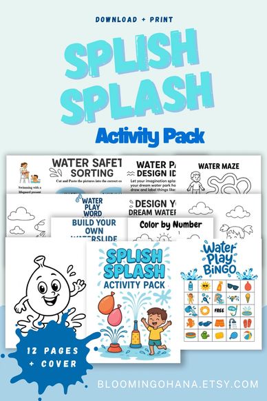 Preview of Splish Splash Activity Pack for Kids