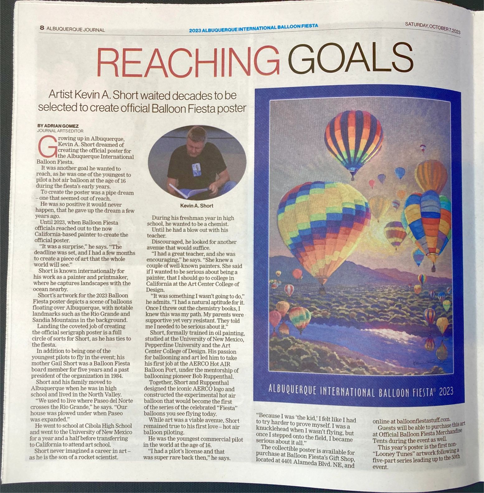 Kevin Short Balloon fiesta poster artist interview in the Albuquerque Journal