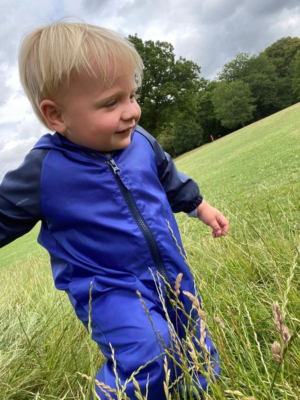 Child playing in garden