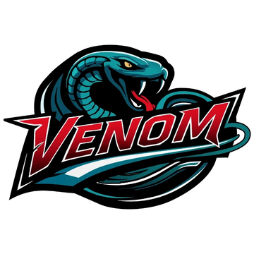 A fierce snake logo with the word 'VENOM' in bold red letters.