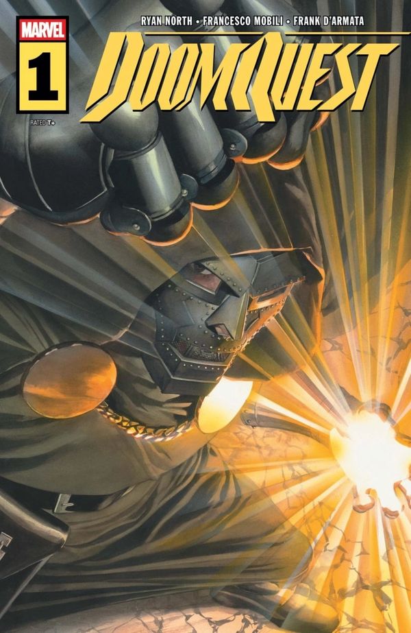 Marvel's DoomQuest #1 comic cover featuring Doctor Doom in a powerful pose.