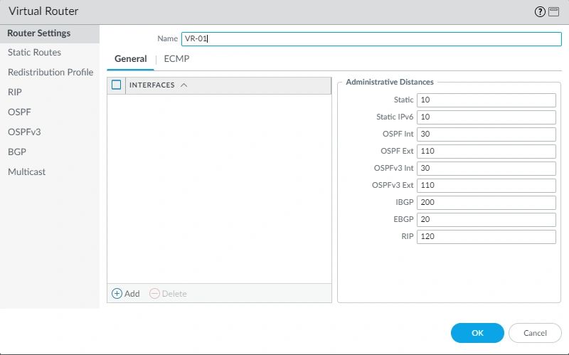 Name the Virtual Router VR-01. Click OK.