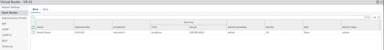 Configure a static route for the ISP default gateway