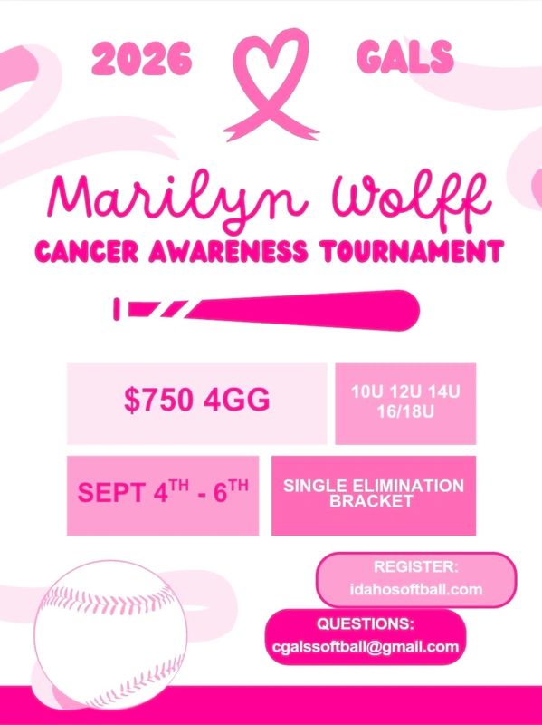 2026 Marilyn Wolff Cancer Awareness Softball Tournament details.