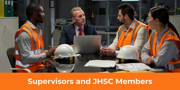 Workplace safety meeting among supervisors and JHSC members.