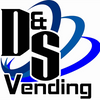 Logo for D&S Vending featuring bold letters and blue swoosh design.