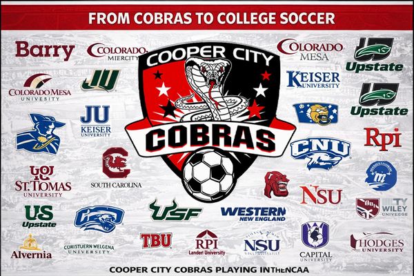 Cooper City Cobras and various college soccer team logos for NCAA transitions.