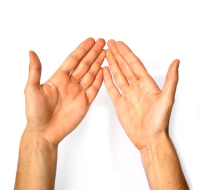 Two open hands facing each other.