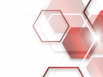 Abstract geometric pattern with red hexagons on white background.