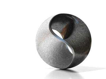 A yin-yang inspired smooth stone sculpture.