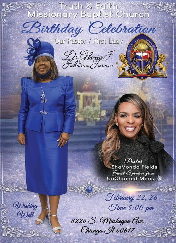 Birthday celebration for Pastor and First Lady at Truth & Faith Missionary Baptist Church.