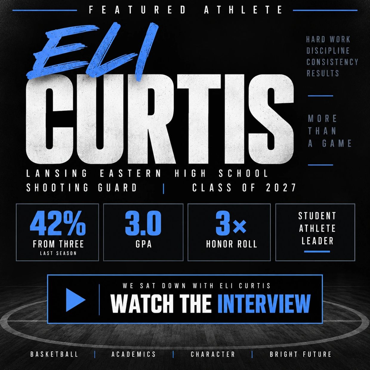 Featured athlete Eli Curtis, Lansing Eastern High School shooting guard, Class of 2027.