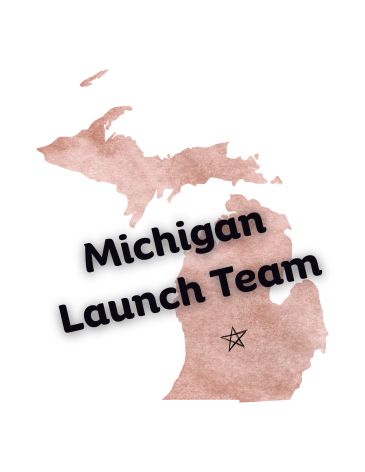 Map of Michigan with 'Michigan Launch Team' text.