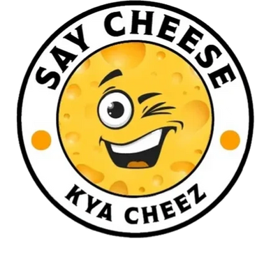 Winking cheese emoji with 'Say Cheese Kya Cheez' text in a circular logo.