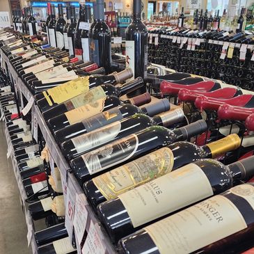 view of bottles of fine wine in a rack