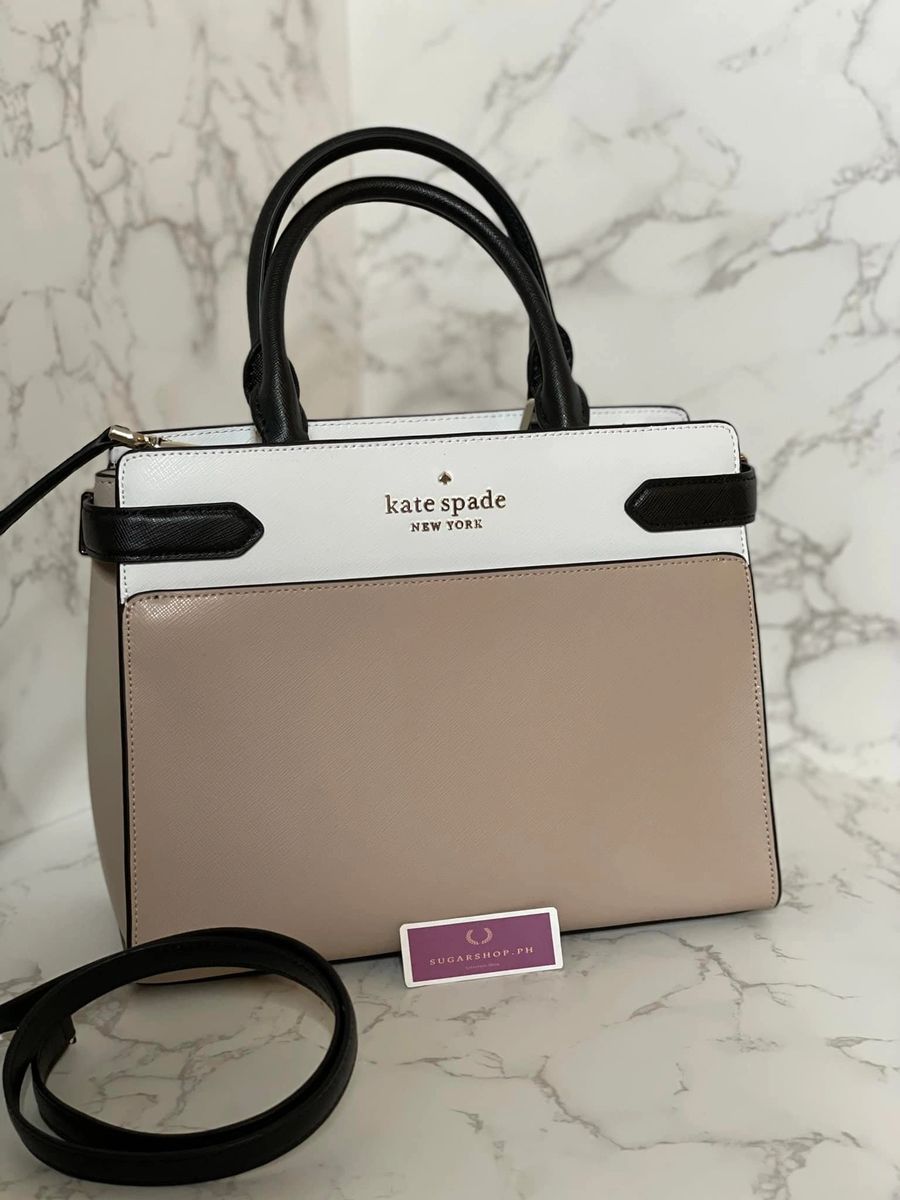 Kate Spade Staci Medium Satchel in colorblock warm beige