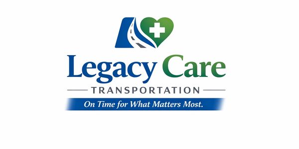 Legacy Care Transportation logo with healthcare and road symbols.