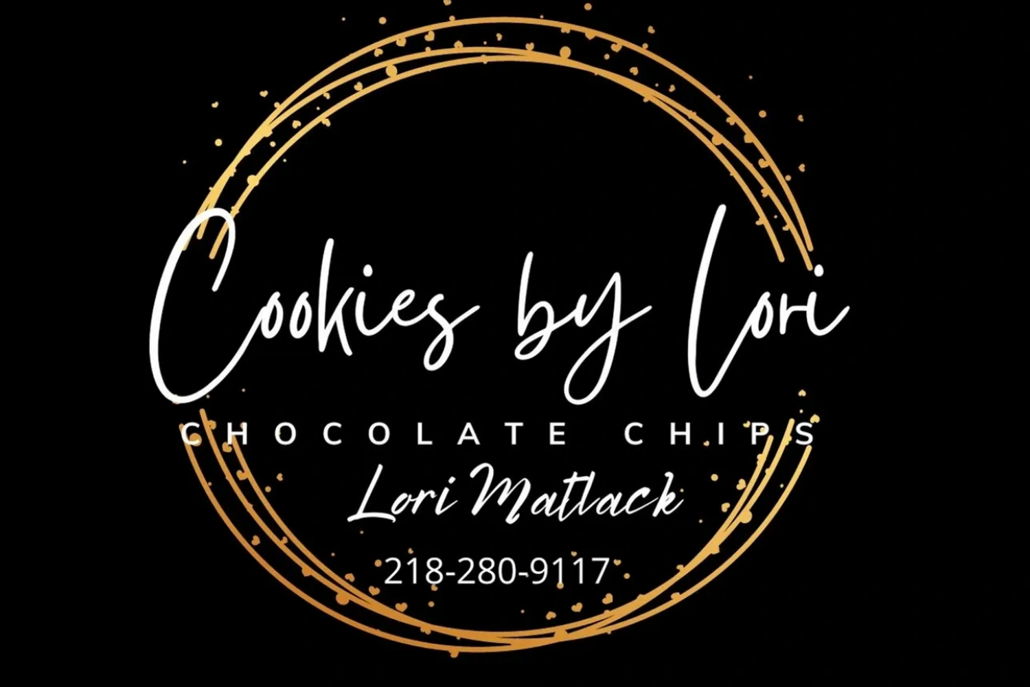 Elegant logo for Cookies by Lori with gold circular design.