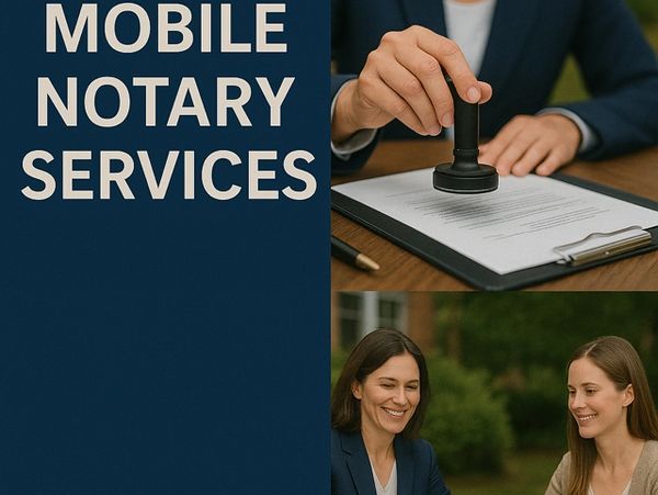 Mobile notary stamping legal document with client – professional notary services in North Carolina