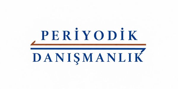 Periyodik Danışmanlık logosu, mavi ve kahverengi renklerle.