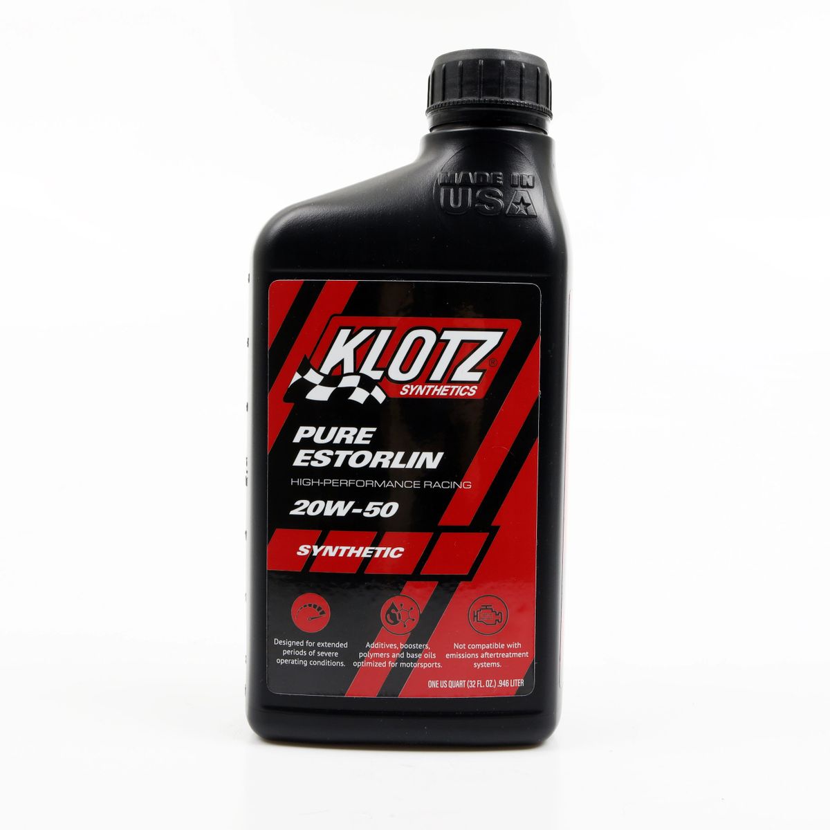 KLOTZ™ PURE ESTORLIN® RACING SYNTHETIC ENGINE LUBRICANT (Weight: 20W/50,  Size: 1 quart bottle)