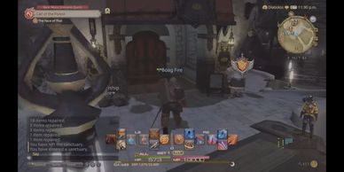 Screenshot of a snowy game interface with character and inventory details.