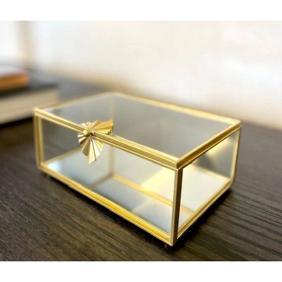 Rectangle Glass/Gold Jewel Box