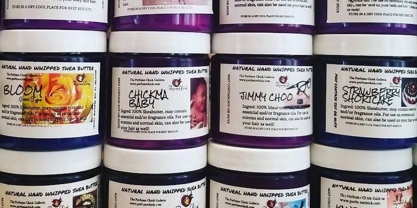 Group of Perfume Chick Shea Butter Jars.