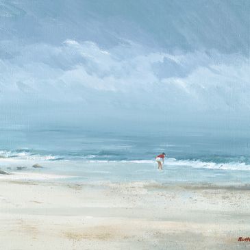 Wall Art of Kennebunk Maine oil painting of  gooch's beach by Greg Butterworth