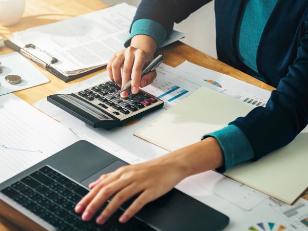 An accountant working at a desk