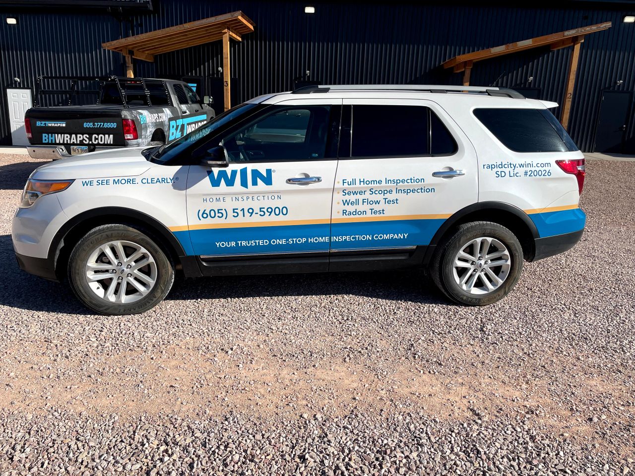 WIN Home Inspection SUV with business vehicle graphics by BZT Wraps