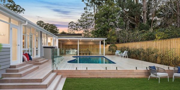 New home renovation including outdoor deck, pergola and pool fencing in Wahroonga, NSW.