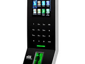 Modern biometric fingerprint scanner with touchscreen display for secure access.