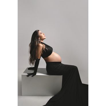 Ensaio gestante fashion em estúdio em Belo Horizonte