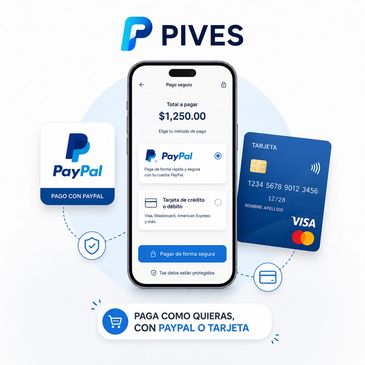 Pantalla de pago seguro con PayPal o tarjeta.