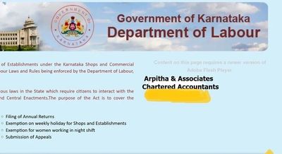 Website header of Karnataka's Department of Labour with services listed.