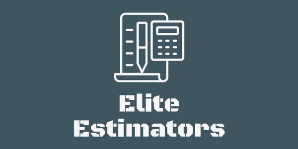 Logo of Elite Estimators with a calculator and pencil design.
