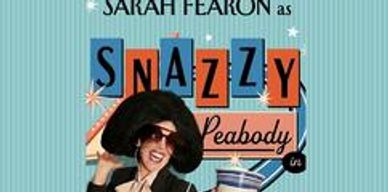 A retro-styled sign for Snazzy Peabody featuring Sarah Fearon.