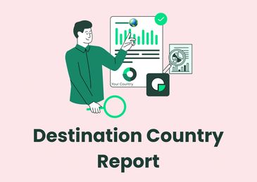 Illustration of a man presenting a Destination Country Report.