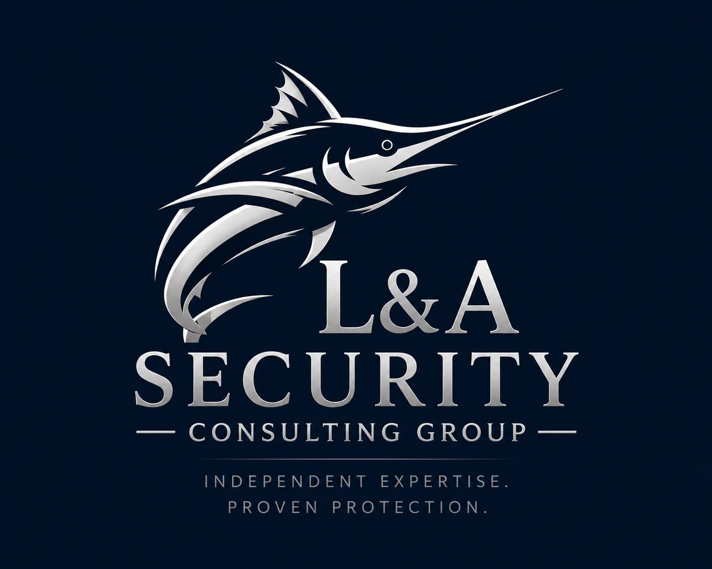 L&amp;A Security Consulting Group logo with marlin fish.