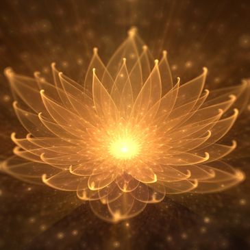 A glowing, golden fractal flower with delicate, translucent petals.
